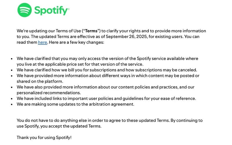 تغییر سیاست های اسپاتیفای