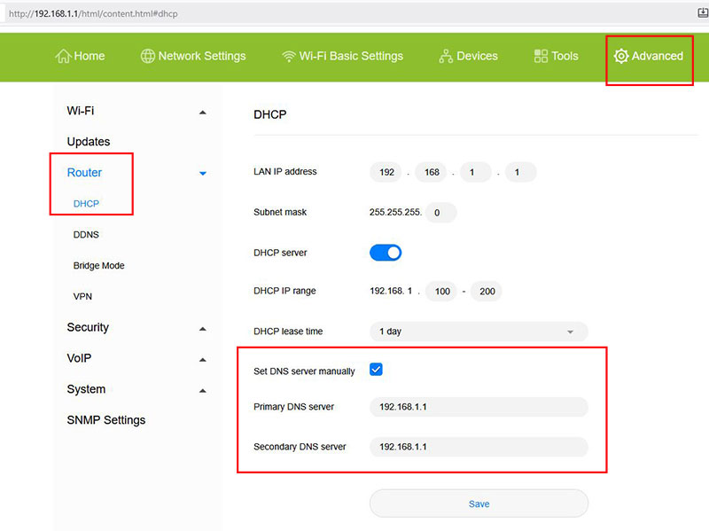 وارد کردن DNS جدید در تنظیمات مودم برای رفع فیلتر اسپاتیفای