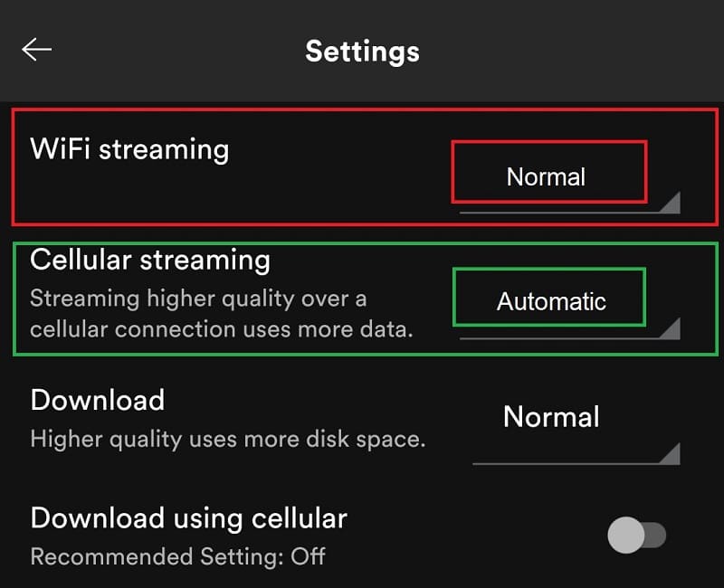 غیر فعال کردن High Quality Streaming